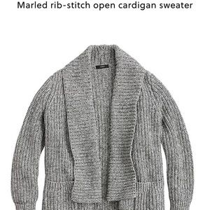 J. Crew marked rib stitch open cardigan grey